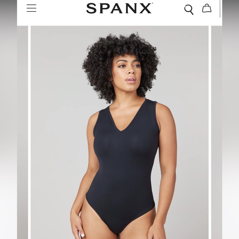 Suit Yourself SPANX black V neck bodysuit.